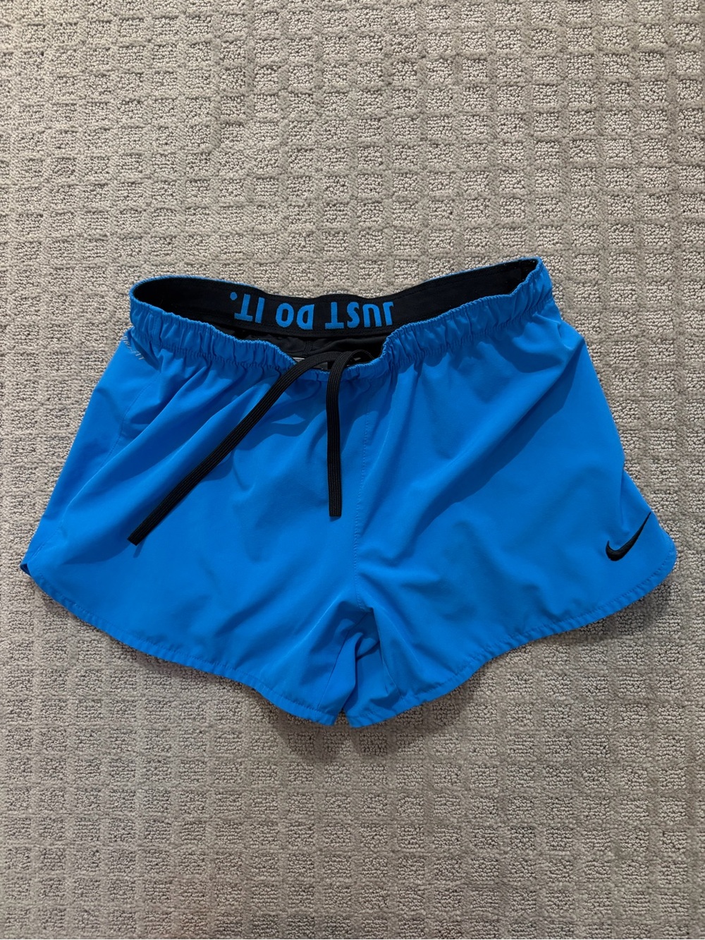 Nike Women’s Bright Blue Running Shorts with Black Waistband Trim